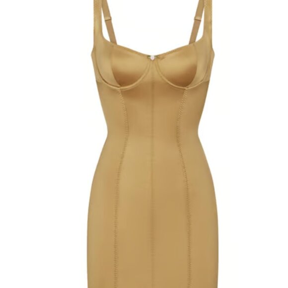 (0181) NWT SKIMS Stretch Satin Dress Gold Sz XL - Picture 1 of 4